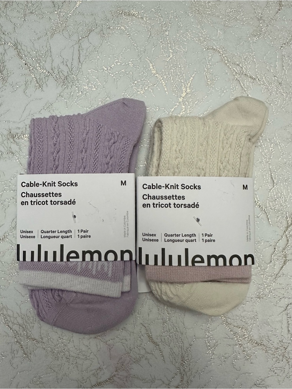 lululemon Cable-Knit Quarter-Length Sock Bundle - SIZE M